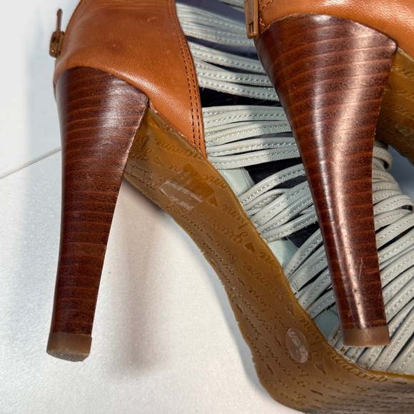 Gianni Bini Women's Strappy Heels Muted Teal and Brown - Picture 8 of 12